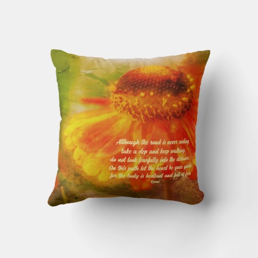 Heart Be Your Guide Zinnia Inspirational Quote  クッション (裏面)