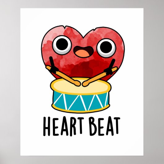 Heart Beat Funny Heart Drummer Pun ポスター (正面)