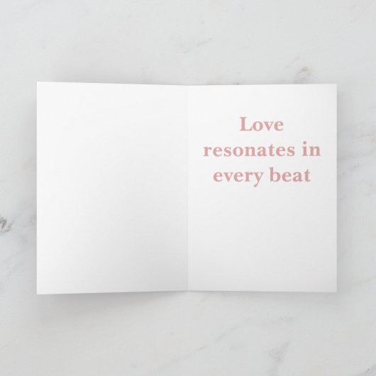 Heart Beats Greeting Card – Modern Romantic Design カード (内部)