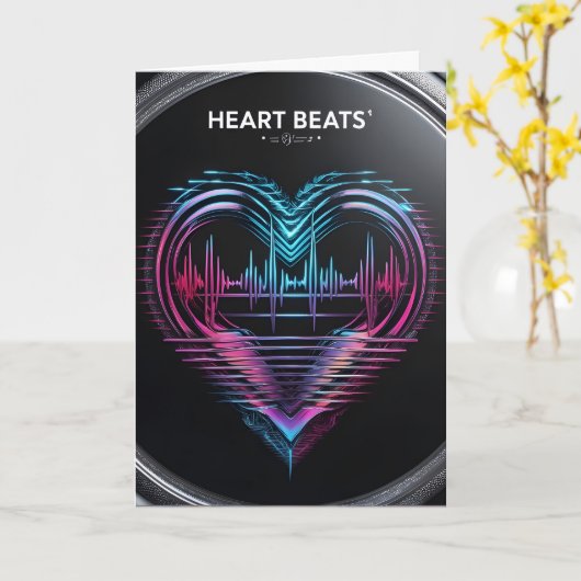 Heart Beats Greeting Card – Modern Romantic Design カード (黄色い花)