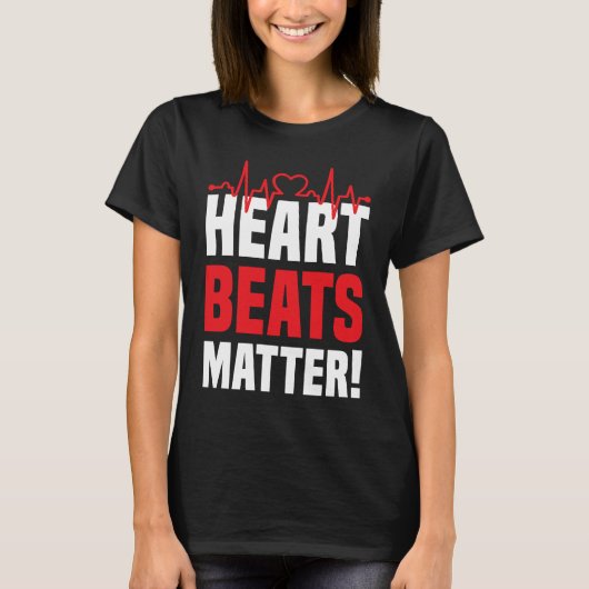Heart beats Matter Go Red American Heart Disease A Tシャツ (正面)