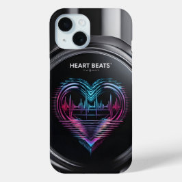 Heart Beats Phone Case – Modern Neon Heart Line De iPhone 15ケース