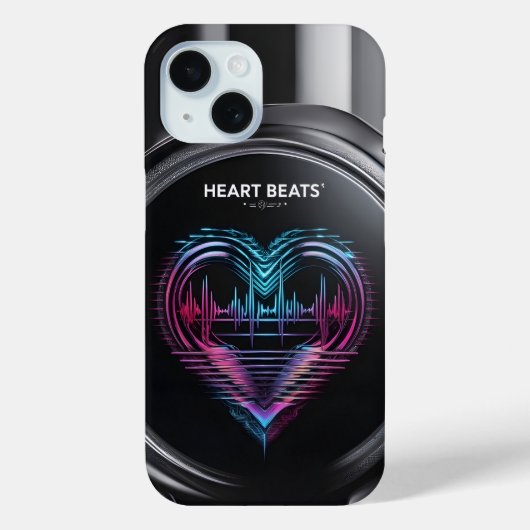Heart Beats Phone Case – Modern Neon Heart Line De Case-Mate iPhoneケース (裏面)