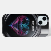 Heart Beats Phone Case – Modern Neon Heart Line De Case-Mate iPhoneケース (裏面 (横))