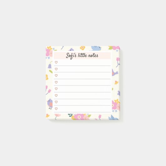 Heart & Birds Blossom – Blossom Time Sticky Notes ポストイット (正面)