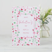 Heart Bloom Meadow on White – Pink & Red Valentine シーズンカード (スタンド正面)