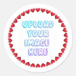 Heart Border Round Sticker with a Business Logo ラウンドシール