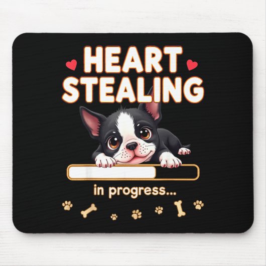 Heart Boston Terrier Dog Funny Gift Bostie Puppy  マウスパッド (正面)