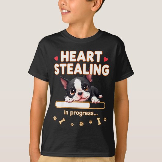 Heart Boston Terrier Dog Funny Gift Bostie Puppy  Tシャツ (正面)