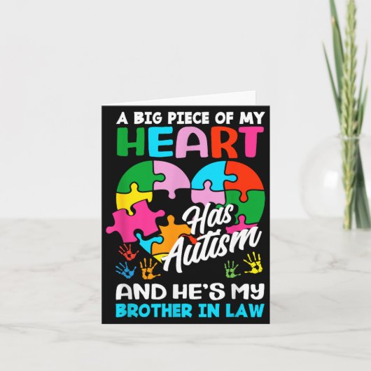 Heart Brother-in-law Autism Awareness Puzzle Ece R カード (正面)