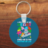 Heart Brother-in-law Autism Awareness Puzzle Ece R キーホルダー (正面)