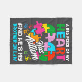 Heart Brother-in-law Autism Awareness Puzzle Ece R フリースブランケット (正面(横))