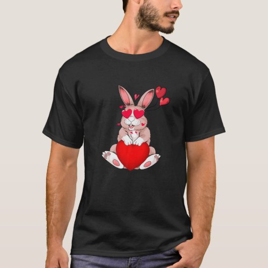 Heart Bunny Rabbit Cute Valentines Day Animal Tシャツ (正面)
