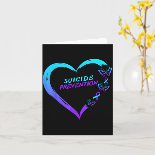 Heart Butterfly Suicide Prevention Awareness  カード (黄色い花)