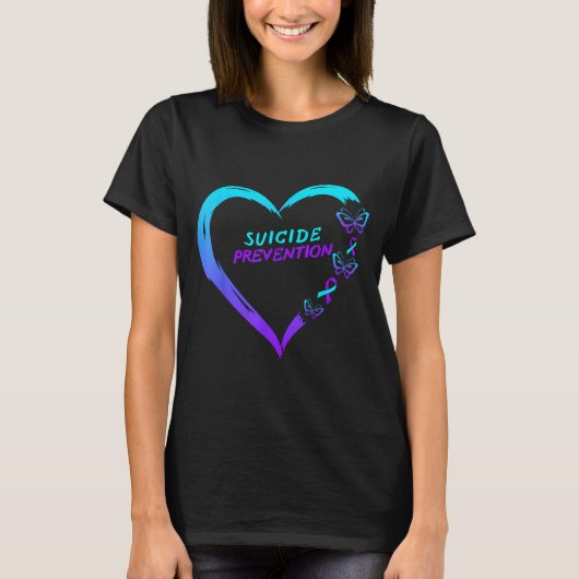 Heart Butterfly Suicide Prevention Awareness  Tシャツ (正面)