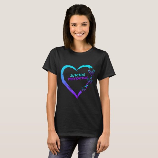 Heart Butterfly Suicide Prevention Awareness  Tシャツ (正面フル)