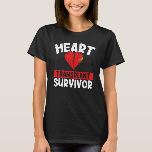 Heart Bypass Heart Transplant Survivor Open Heart  Tシャツ (正面)
