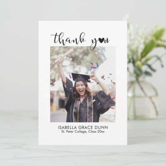 Heart Calligraphy Script Graduation サンキューカード (スタンド正面)
