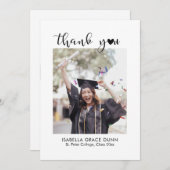 Heart Calligraphy Script Graduation サンキューカード (正面/裏面)