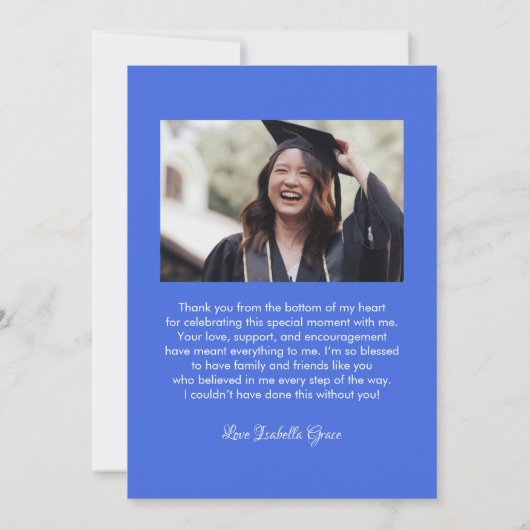 Heart Calligraphy Script Graduation サンキューカード (裏面)