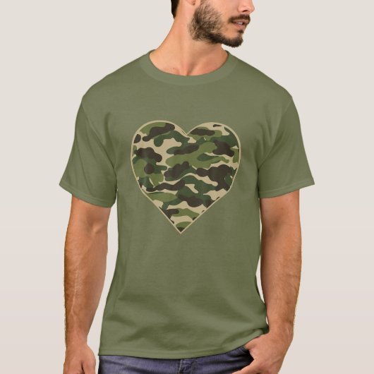 Heart Camoflauge Clothing Women Men Military Veter Tシャツ (正面)