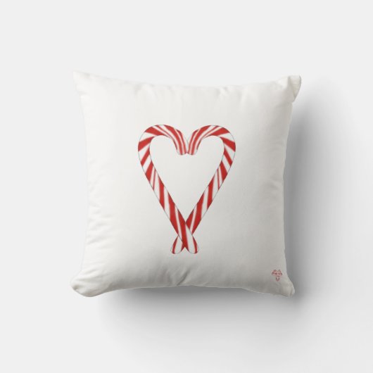 Heart Candy Cane Reversible Throw Pillow クッション (正面)