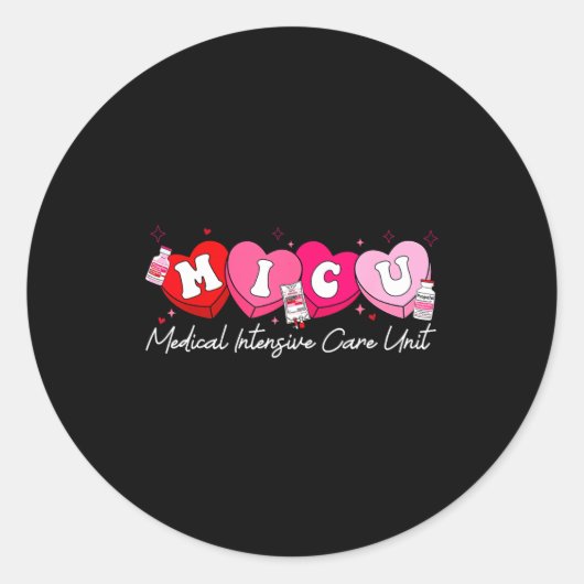 Heart Candy Micu Nurse Valentine's Day Medical Cri ラウンドシール (正面)