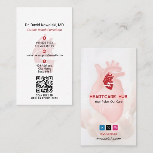 Heart Care Business | Simple Red 名刺 (正面/裏面)