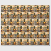 Heart Carved Into a Pineapple On a Beach ラッピングペーパー (フラット)