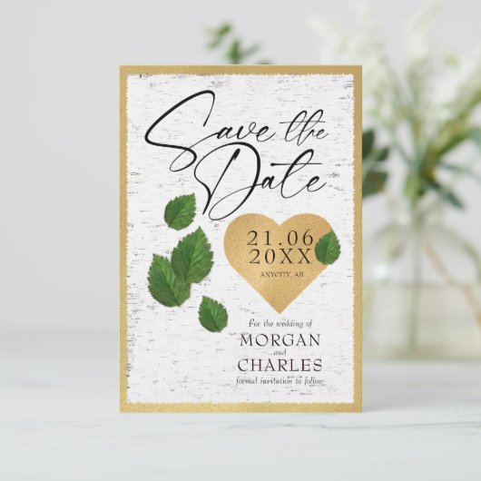 Heart Carving Save The Wedding Date Invitation 招待状 (スタンド正面)