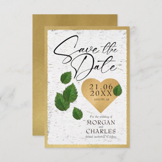 Heart Carving Save The Wedding Date Invitation 招待状 (正面/裏面)