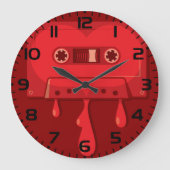 Heart Cassette Tape with Melting Drips ラージ壁時計 (正面)