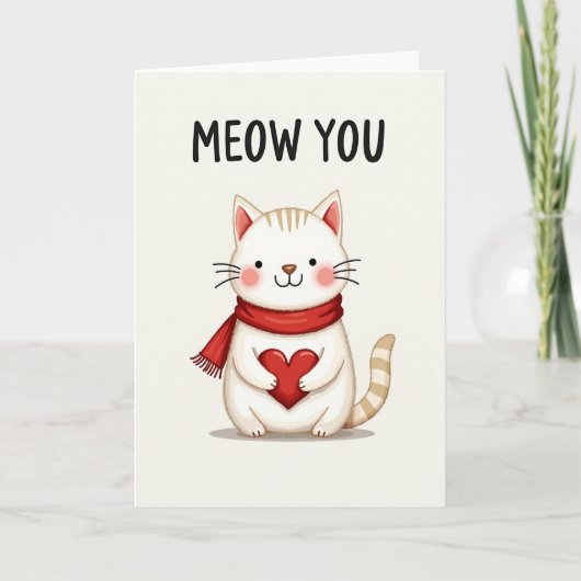 Heart Cat Meow You Greeting Card カード (正面)