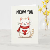 Heart Cat Meow You Greeting Card カード (黄色い花)
