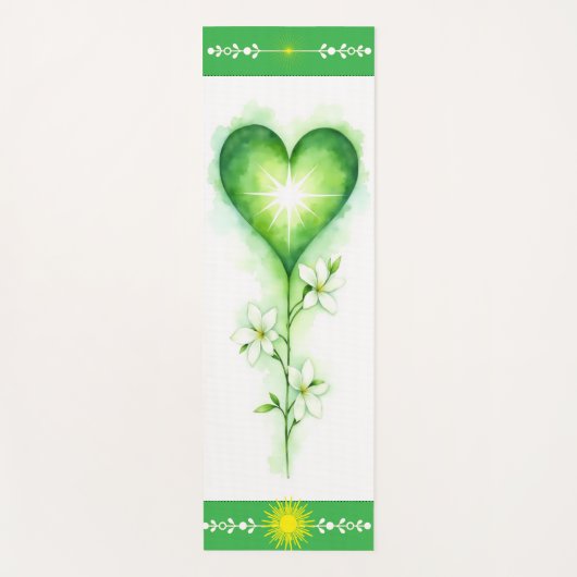 Heart Chakra Yoga Mat | Green Lotus for Healing ヨガマット (正面)