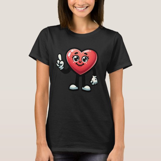 Heart Character With Cartoon Eyes And Smiling Face Tシャツ (正面)