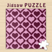 Heart Checkerboard Pattern Bordeaux Pink - ジグソーパズル