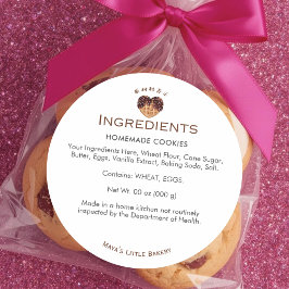 Heart Chocolate Waffle Bakery Ingredient List ラウンドシール