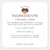 Heart Chocolate Waffle Bakery Ingredients Product スクエアシール (正面)