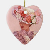 Heart Christmas Ornamentバラの帽子のビクトリアンな女性 セラミックオーナメント (右)