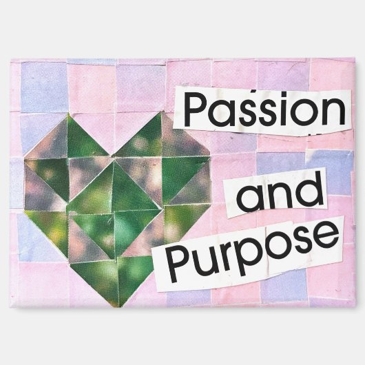 Heart Collage Art Pink Purple Boho Romantic マグネット (正面)