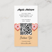 Heart Cookie Trendy QR Code and Website 名刺 (裏面)