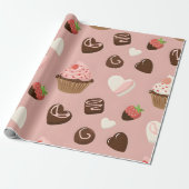 Heart Cupcake Chocolate Valentine Wrapping ラッピングペーパー (アンロールド)
