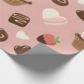 Heart Cupcake Chocolate Valentine Wrapping ラッピングペーパー (角)