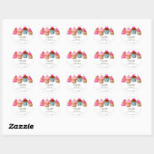 Heart Cupcake Watercolor Pink Bakery ラウンドシール (シート)