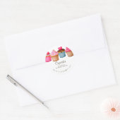 Heart Cupcake Watercolor Pink Bakery ラウンドシール (封筒)