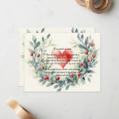 Heart Custom Wedding Thank You Card ノートカード (正面/裏面インサイチュ)