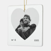 Heart Cutout Photo Ornament – Minimal B&W セラミックオーナメント (左)