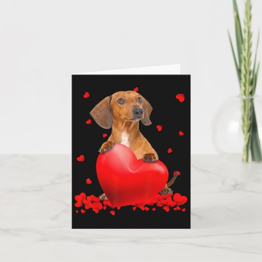 Heart Dachshund Dog Lover Christmas Valentines Day カード (正面)