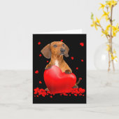 Heart Dachshund Dog Lover Christmas Valentines Day カード (黄色い花)
